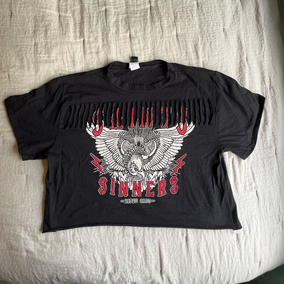 Windsor Tops - Windsor saints and sinners black crop top